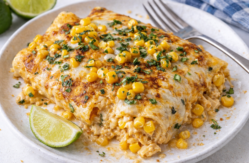 A creamy, cheesy dinner recipe for street corn chicken enchiladas, ready&hellip;