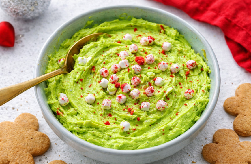 This festive, no-bake Grinch cake dip is a creamy, colorful holiday&hellip;