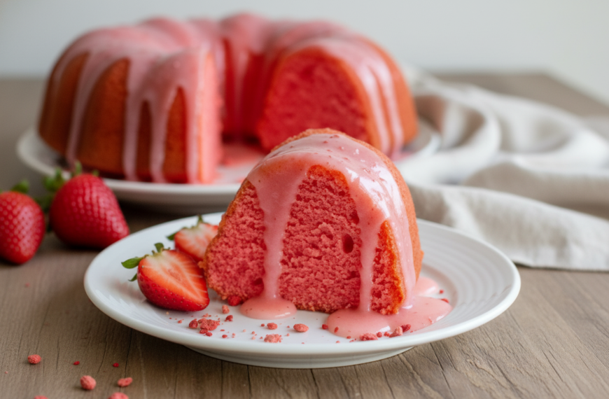 Strawberry Marshmallow Cake with Cream Filling