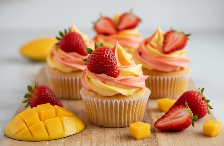 Mango Strawberry Sunset Cupcakes Recipe – Livy Cooks