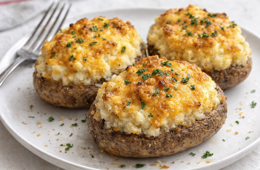 A savory shepherd’s pie filling, stuffed inside crispy baked potatoes, for&hellip;
