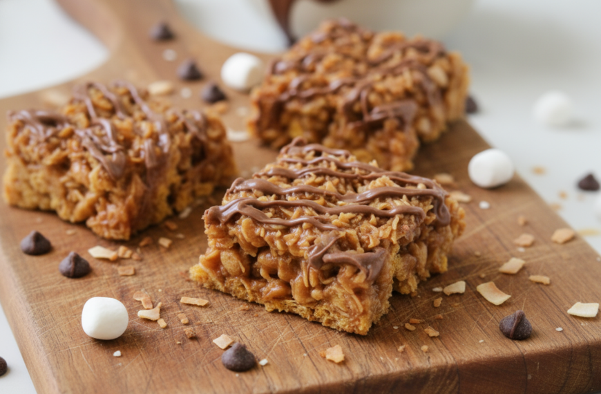 samoa (caramel delite) rice krispie treats — Hello Honey