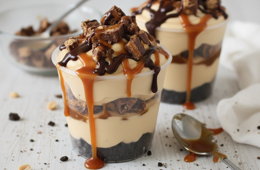 Snickers Dessert Cups No Bake Chocolate Caramel Peanut