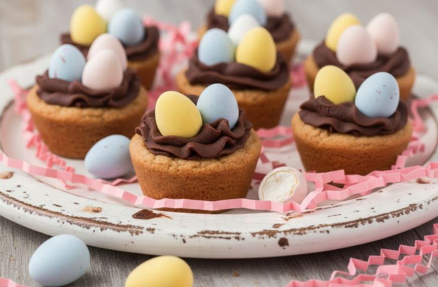 Easter Basket Mini Egg Cookie Cups (Peanut Butter and Ganache)