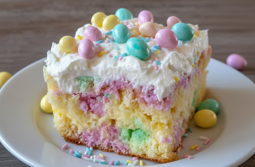Easter Poke Cake is a 3-color pastel dessert for spring parties,&hellip;