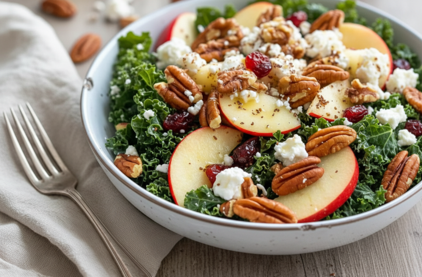 Harvest Kale Salad with Apples, Pecans & Feta – OvenToasted