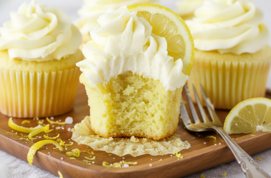 The Fluffiest Lemon Cupcakes with Creamy Lemon Frosting