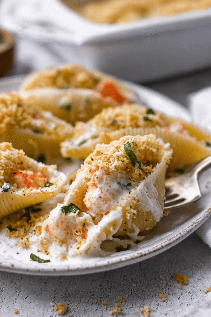 Creamy Seafood Stuffed Pasta Shells, Easy Gourmet Dinner - Savory Discovery
